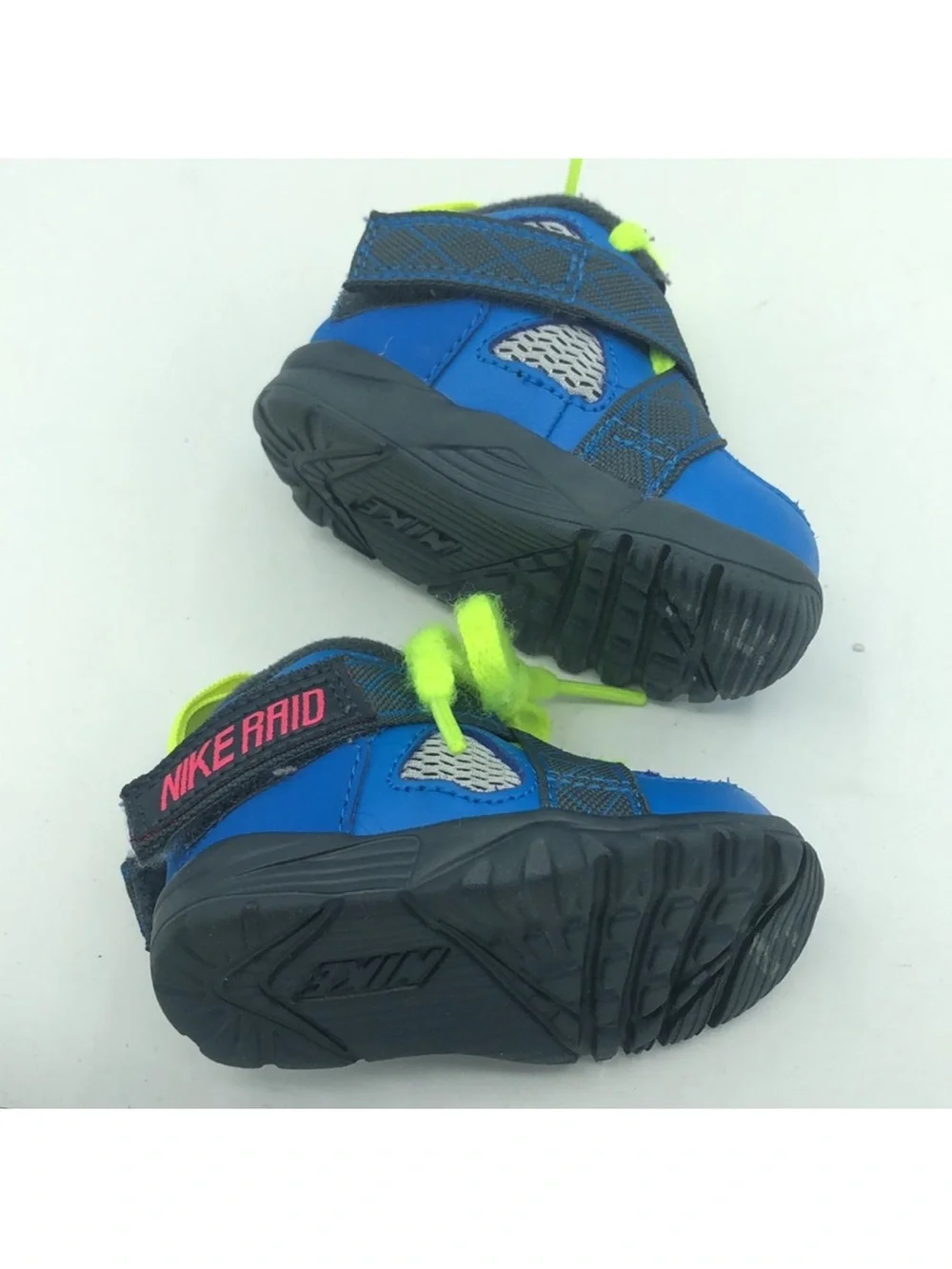 Nike Raid Toddler Shoes Size 2C Blue Neon Volt 644415-005 Athletic Sneakers